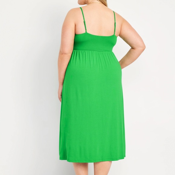 NWT OLD NAVY Fit & Flare Cami Midi Dress Color: Beach Cruiser Green - Picture 8 of 9